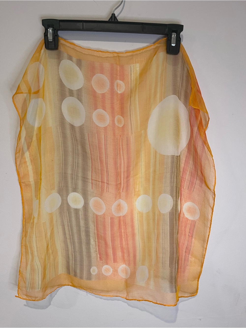 Vintage Sheer Polka Dot Striped Scarf in Yellow Peach